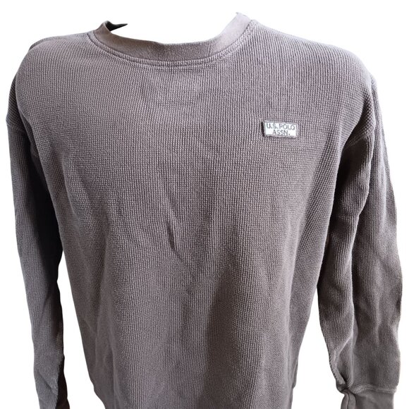 Vintage XL Men's Waffle Knit Shirt 90s U.S. Polo Assn. Brown Boxy XL - Picture 1 of 4